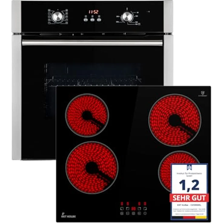 KKT KOLBE Autarkes Herdset SET8805CH5900RL, 60cm Einbaubackofen BO8805SS, 59cm Kochfeld CH5900RL, Grill, Heißluft, Energieeffizienzklasse A+, Automatik-Timer, Kindersicherung, Knebelbedienung – Bild 1