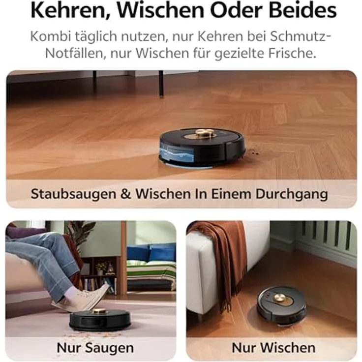 Vexilar W9 Staubsauger Roboter mit Wischfunktion, 8000Pa LiDAR Navigation, 3-in-1, 150 Min Laufzeit, 15 No-Go Zonen, APP Steuerung, ideal für Tierhaare und Teppich – Bild 4
