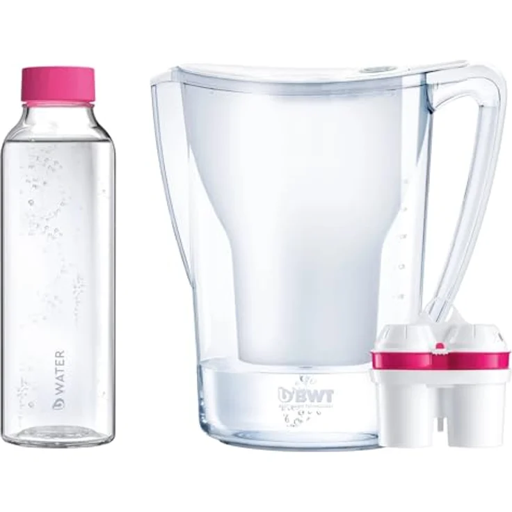BWT AQUAlizer Home Tischwasserfilter, Weiß/Transparent, mit Magnesium Mineralized Filterkartusche und manuellem Zähler, inkl. 750 ml Glasflasche – Bild 4