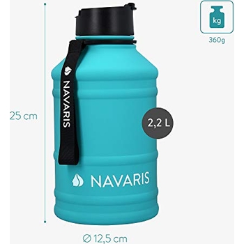 Trinkflasche 2 Liter BPA-frei | Mit Skala & Strohhalm | Für Sport, Fitness, Wandern