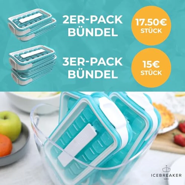 ICEBREAKER POP 2.0 Eiswürfelform, Hygienischer Silikonbehälter mit Deckel für 18 Eiswürfel, platzsparend und auslaufsicher – Bild 3