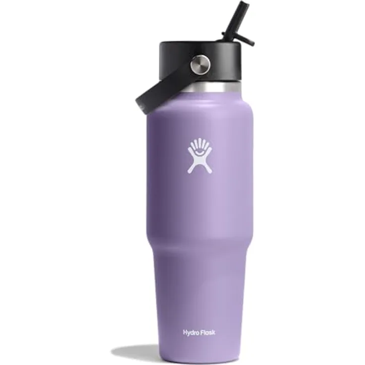 Hydro Flask - Weite Flex-Trinkhalm-Reiseflasche 946 ml (32 OZ) - Isolierte Edelstahl-Wasserflasche mit TempShield-Vakuumisolierung und auslaufsicherem Flex-Trinkhalm-Verschluss - BPA-frei - Moonshadow