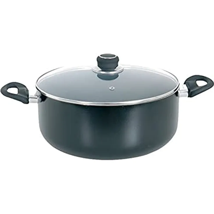 MSV Schmortopf und Deckel mit Keramikbeschichtung Ø 20cm aus Aluminium in schwarz, 20 cm