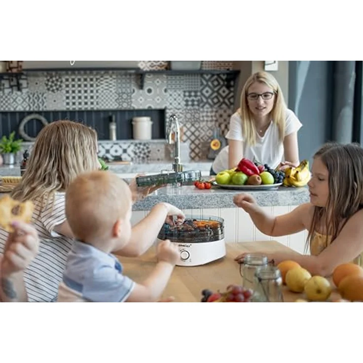 Steba Dörrautomat ED 4, Elektronische Temperaturregelung von 40-70°C, 5 BPA-freie Aufsätze auch einzeln verwendbar, 280 Watt, Schwarz-Weiß – Bild 3