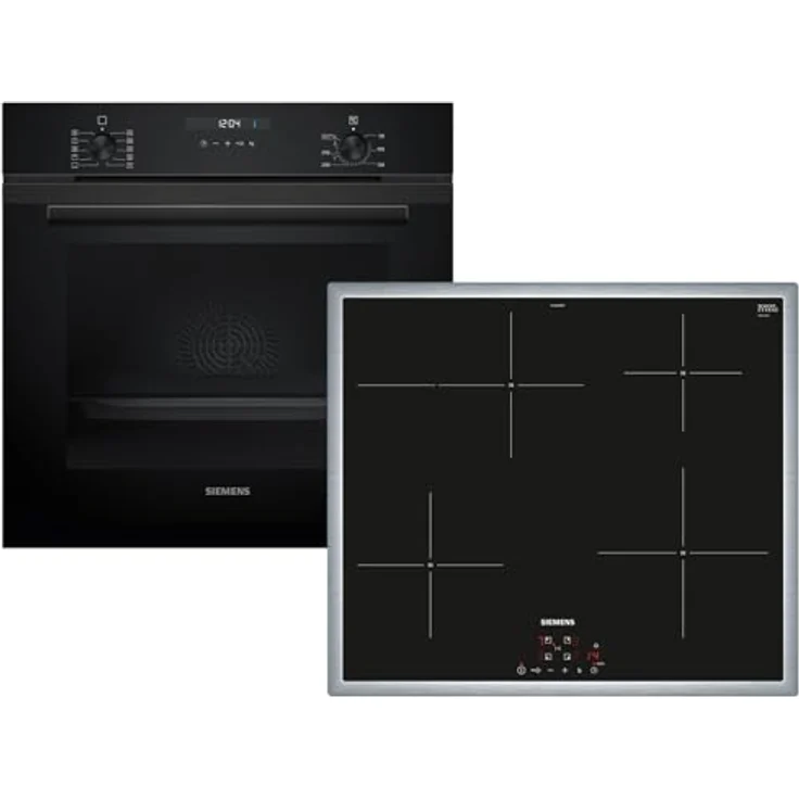 Siemens Set EQ522I1BZ, Backofen HB237GBB3 Deep Black Inox mit 7 Backofenfunktionen und 3D Heißluft + Induktionskochfeld EH64KBFB5E, 60 cm mit powerBoost-Funktion – Bild 1