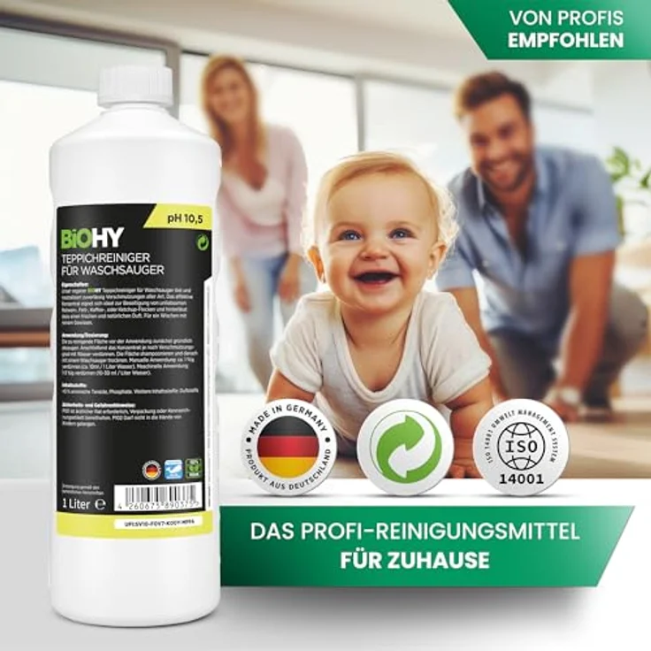 BiOHY Teppichreiniger für Waschsauger, 2 x 1 Liter, kraftvoll gegen Flecken und Schmutz, materialschonend & tierfreundlich, hergestellt in Deutschland – Bild 5