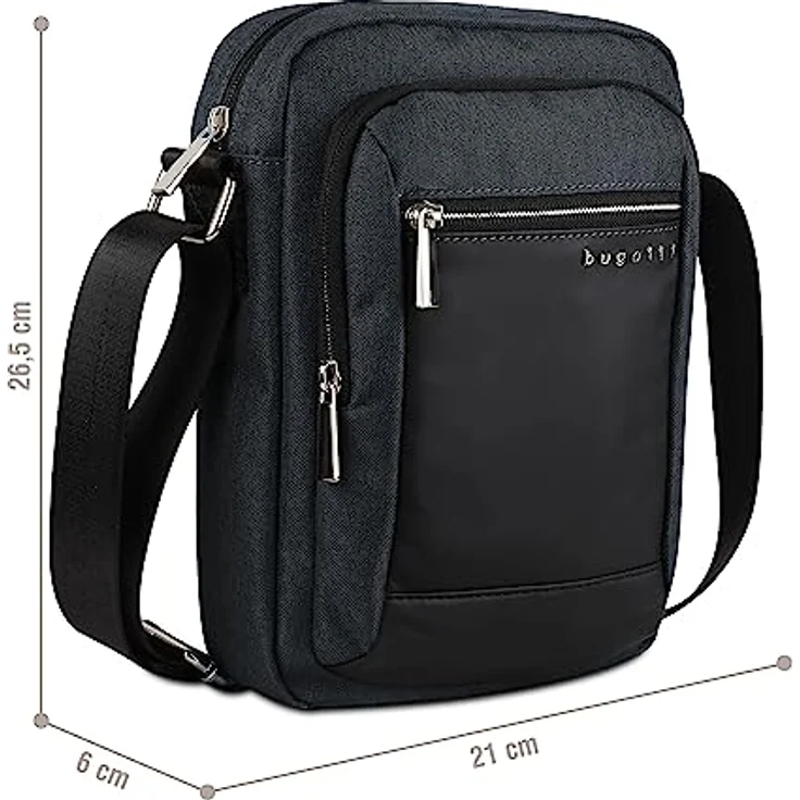 "bugatti Umhängetasche Sera - Schultertasche 26 cm, gepolsterter Schulterriemen, gepolstertes 10-Zoll Tabletfach, schwarz" – Bild 2