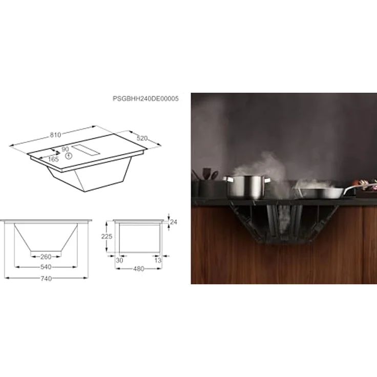 AEG TH84CB0BSZ, autarkes 83 cm Induktions Kochfeld mit 4 Zonen und integriertem Dunstabzug – Bild 5