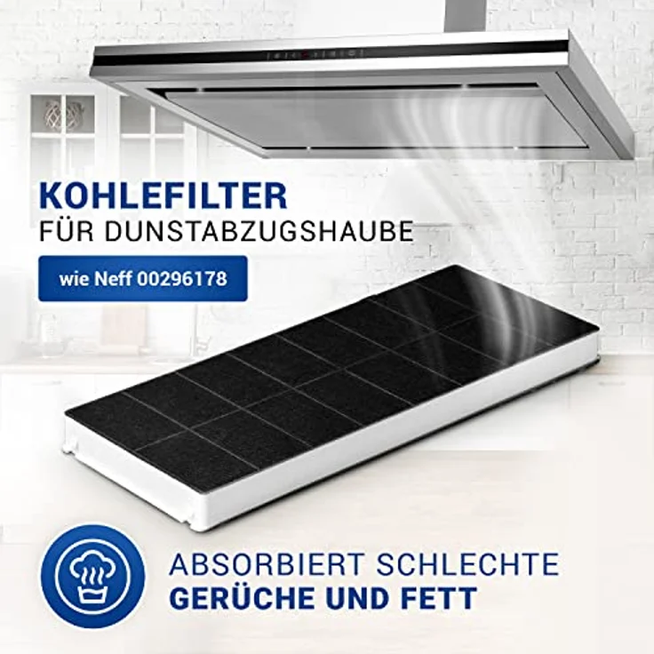 VIOKS Kohlefilter für Dunstabzugshaube Ersatz für Neff 296178 Aktivkohlefilter Dunstabzug Kohlefilter/Aktivkohlematte Dunstabzug/Kohlefilter 430x175mm für Abzugshaube/Dunstabzugshaube Filter – Bild 2