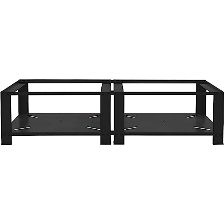 ML DESIGN modern living Doppel Waschmaschinen Untergestell mit 2 Ablagen, Schwarz 128x54cm Stahl, 2x 150kg, Stabiler Waschmaschinensockel 2-Fach, 32cm hohes Podest, Erhöhung Unterbau Doppeluntergestell Doppelpodest – Bild 2