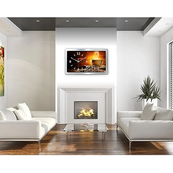 Kreative Feder Kaffeegenuss Wanduhr 3D XXL Designer leise Funk Motiv Funkuhr Wandbild modernes Design WAA121FL (80x40 cm leise Funkuhr) – Bild 3