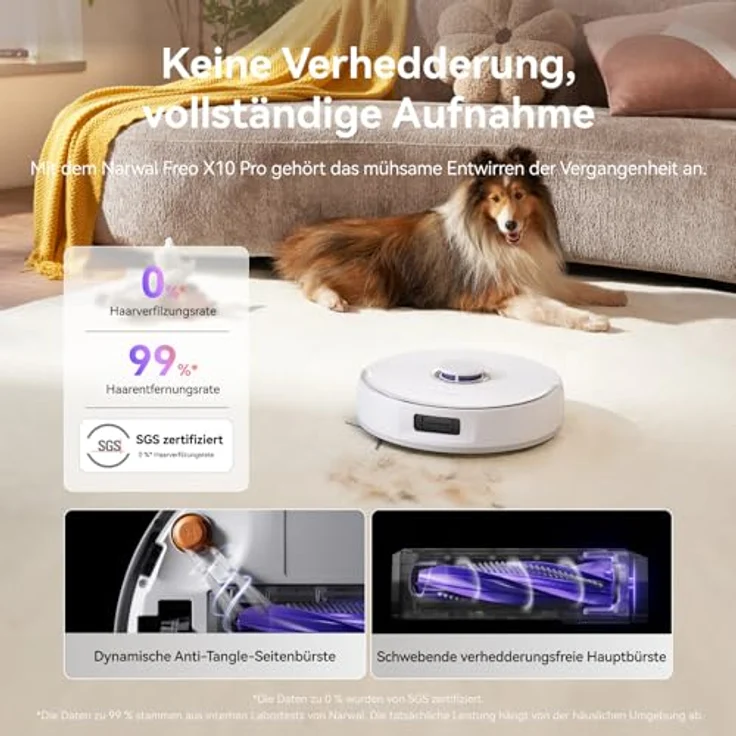 Narwal Saugroboter X10 Pro, Staubsauger-Roboter mit 11.000 Pa Saugkraft, DualFlow Anti-Tangle System, millimetergenaue Hindernisvermeidung, Zubehörpaket für 1 Jahr – Bild 2