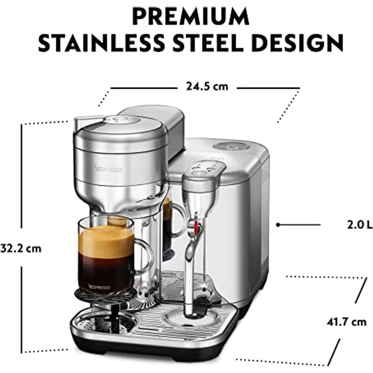 Nespresso Kapselmaschine SVE850 the Vertuo Creatista, Edelstahldesign mit integriertem Milchaufschäumer – Bild 6