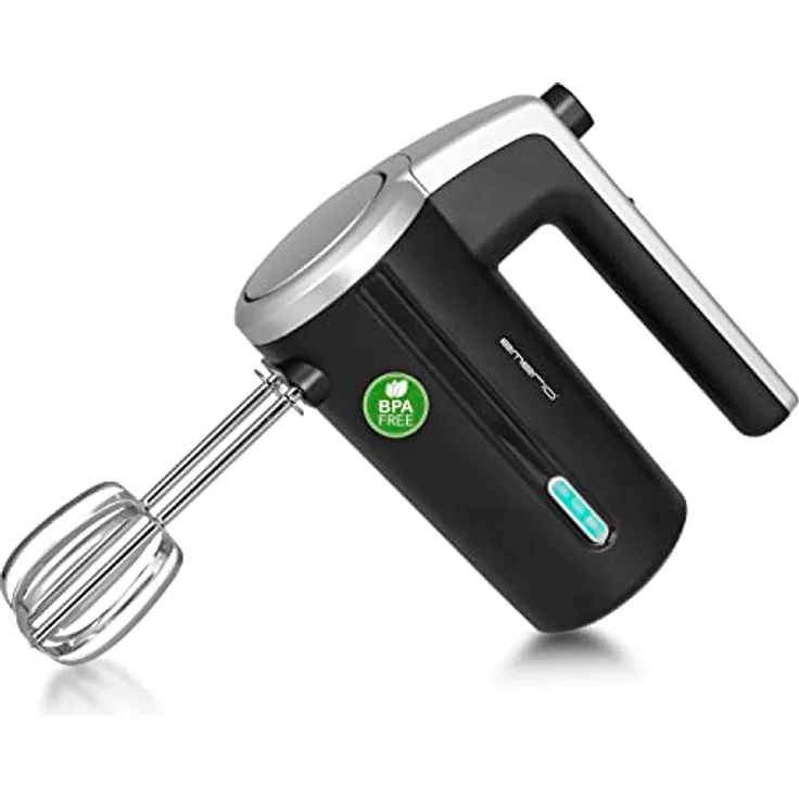 EMERIO kabelloser Akku Handmixer / -rührer - 2 Rührstäbe - 3 Geschwindigkeiten - 2000mAh/7,4V - BPA frei - Akkustand Anzeige - USB Ladekabel - bis zu 10 Zyklen á 3 Min - wiederaufladbar - HM-126681.1
