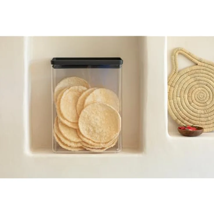 Brabantia Tasty XXL Vorratsbehälter, Rechteckig, 5,4 L, Dunkelgrau/Transparent, Stapelbar und Spülmaschinenfest – Bild 5