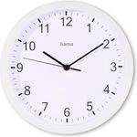 Hama Wanduhr Elba, Ø 25 cm, ohne Ticken, Weiß - Quarzuhr mit analoger Zeitanzeige