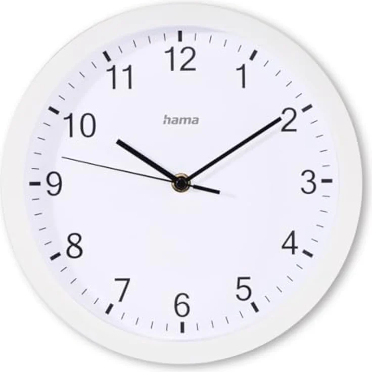 Hama Wanduhr Elba, Ø 25 cm, ohne Ticken, Weiß - Quarzuhr mit analoger Zeitanzeige – Bild 1