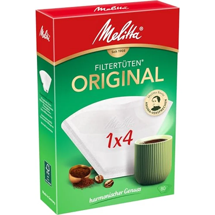 Filtertüten Melitta 1x4-80 weiß Aroma, 1 Packung (1 x 80 Stück) – Bild 2