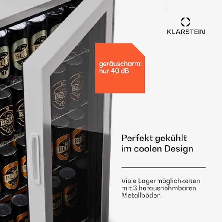 Klarstein Getränkekühlschrank HEA-Bersafe-74-wh 10045533A, 84 cm hoch, 43 cm breit, Bier Hausbar Glastür, leiser und kompakter Weinkühlschrank – Bild 5