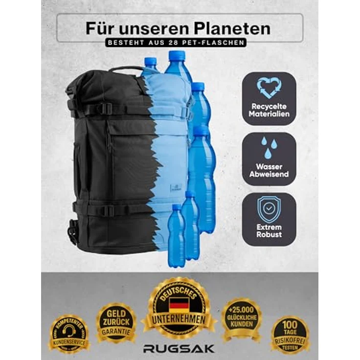 RUGSAK Explorer Reiserucksack Phantom Black – 18-Zoll Laptopfach, Handgepäck, Ergonomisch, Wasserabweisend, Alltag, Reise & Outdoor – Bild 8