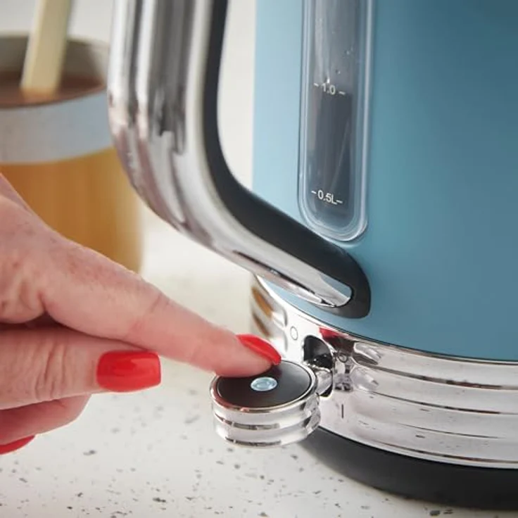 Russell Hobbs Hanley Wasserkocher 1,7L, 2400W, Retro Blau, Edelstahl, Perfect Pour Ausgusstülle, Wasserstandsanzeige, 360° Sockel, energiesparend, Modell 28641-70 – Bild 5