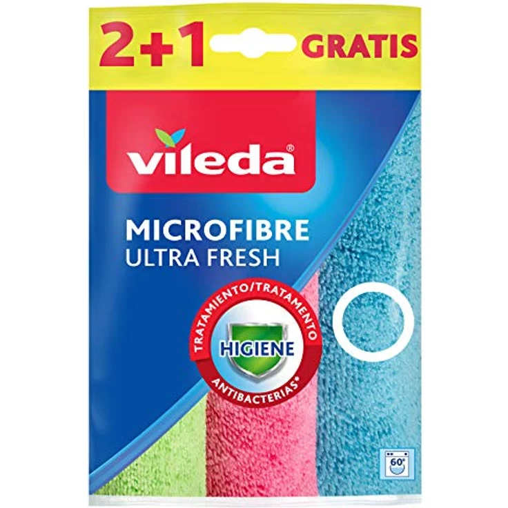 Vileda UltraFresh Mikrofaser-Reinigungstücher, antibakteriell, Größe 30 x 30 cm, 3 Stück Bunt – Bild 1