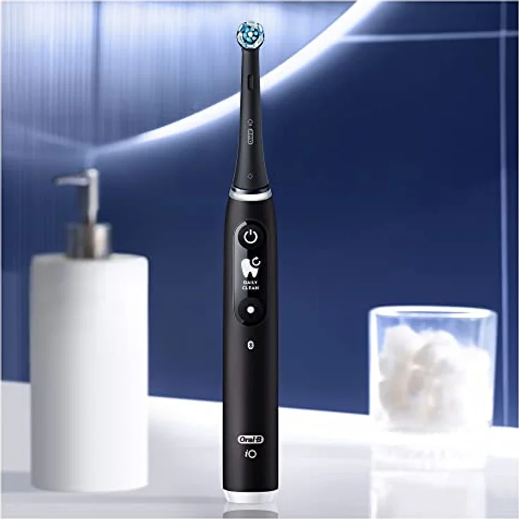 Oral-B iO 6 elektrische Zahnbürsten, 2 Stück, Schwarz und Rosa, Griffe mit schwarzem und weißem Display, Bluetooth, 3 Bürsten – Bild 2