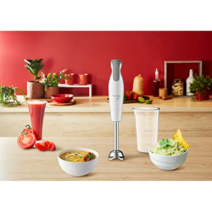 Moulinex Dailychef Weiß DD5511 Stabmixer, 600 W, bis zu 30% schnellere Ergebnisse, 2 Geschwindigkeiten, ergonomischer Griff, spritzwassergeschützter Edelstahlfuß, Messbecher 800 ml, Weiß – Bild 5