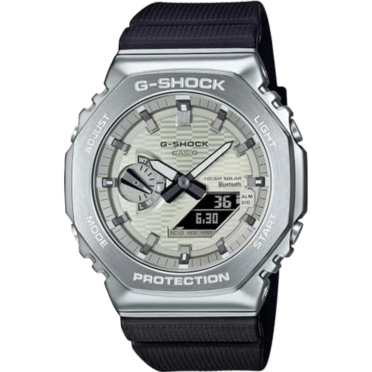 Casio G-Shock GBM-2100A-8BER, Herrenuhr Solar Bluetooth, analog-digital, weiß, Edelstahlgehäuse, Kunststoffarmband – Bild 2