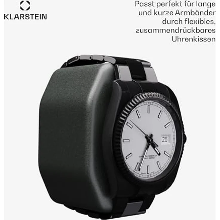 Klarstein Uhrenbeweger Brienz 6, Uhrenbox mit 6 Memory-Schaum-Kissen und blauer LED-Beleuchtung, Walnuss-Look – Bild 3