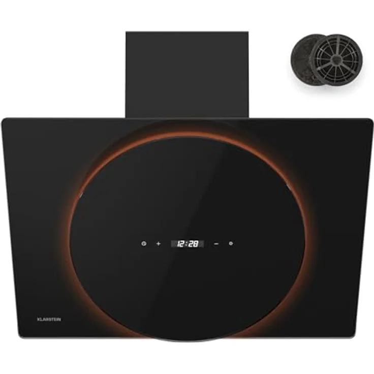 Klarstein Total Eclipse Dunstabzugshaube - 60 cm Kopffreihaube, LED-Beleuchtung 3000 K-6500 K, 600 m³/h, Touch-Steuerung, Energieeffizienz A, 61 dB, Umluft & Abluft, Schwarz – Bild 1