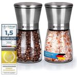 Dimono 2er Set Gewürzmühle mit verstellbarem Keramik-Mahlwerk - Salzmühle & Pfeffermühle auch als Chilimühle aus Premium Edelstahl