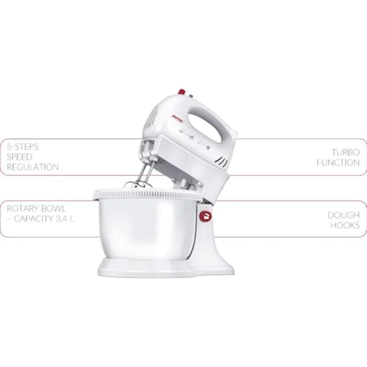 MPM MMR-16Z Handmixer 750 W mit Edelstahl-Topf, weiß – Bild 8