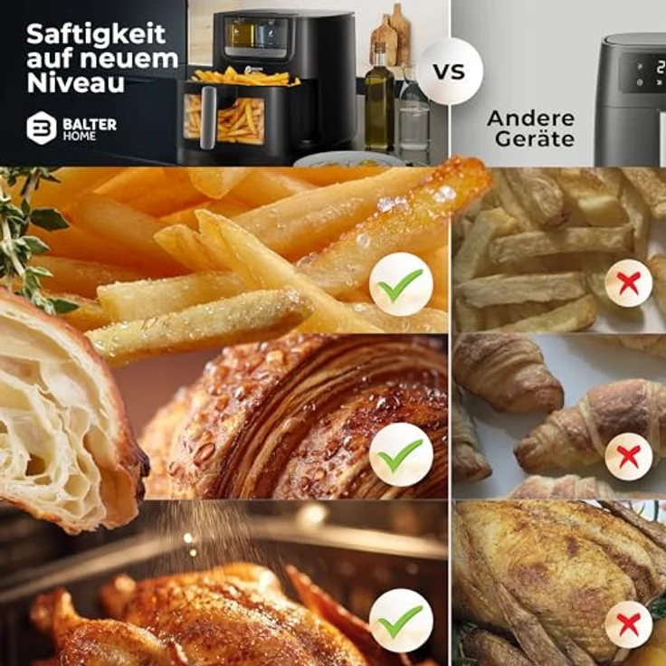 Balter Heißluftfritteuse Airfryer HL-710, 7,2L XXL, mit Öl- & Wasser-Spray Funktion, 10 Programme, Sichtfenster, inkl. 100 Rezepte – Bild 4