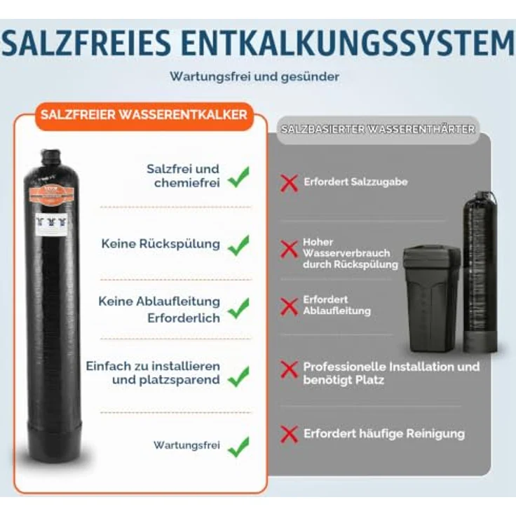 VEVOR Salzfreier Entkalker Wasserfilter, 4200 t für Leitungswasser, wartungsfrei, für 5-8 Köpfe, kompatibel mit 1 Zoll und 3/4 Zoll BSPT – Bild 3