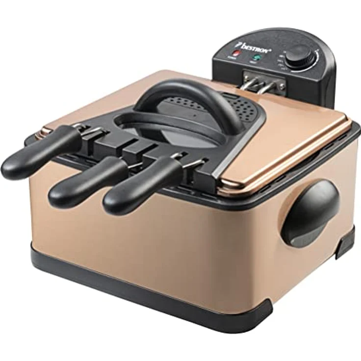 Bestron DF402CO Fritteuse, 2000 Watt, ohne Öl, Standgerät, 4,5L, inkl. Kaltzonentechnologie & herausnehmbaren Ölbehälter, kupfer – Bild 2