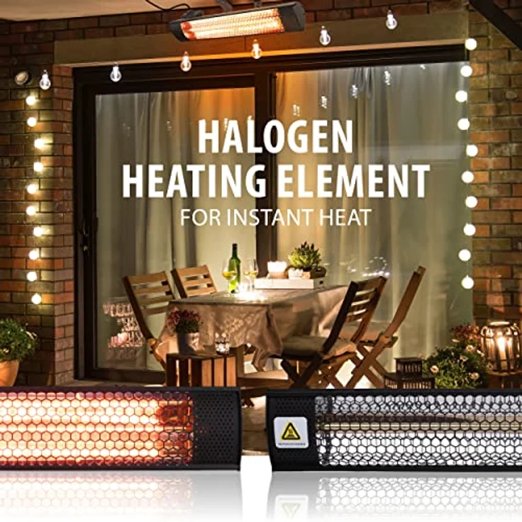 Alpina Garden Heizstrahler Terrasse - 2000 Watt Leistung, Spritzwasserdicht, Schwarz – Bild 7