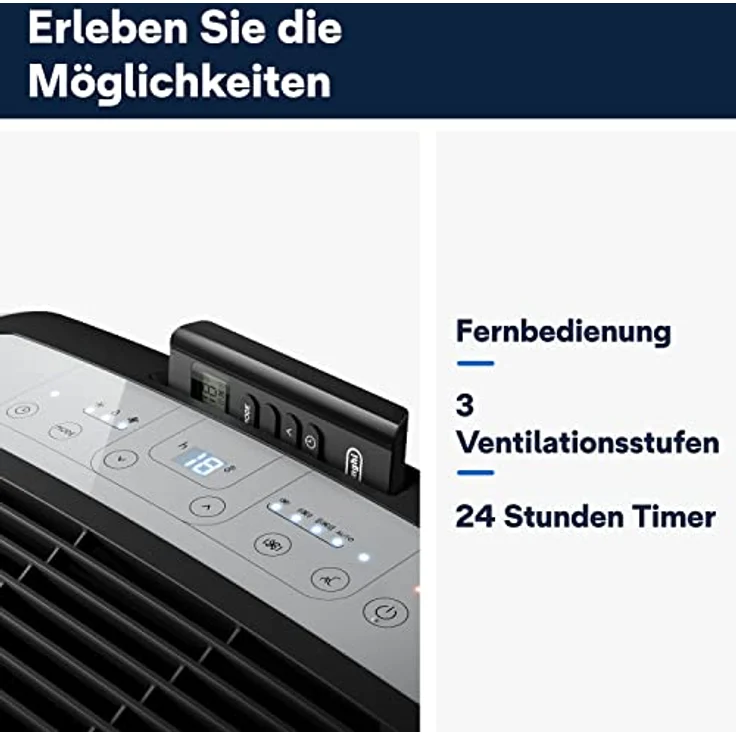 De'Longhi PAC EM90 Silent mobiles Klimagerät, weiß-schwarz – Bild 5