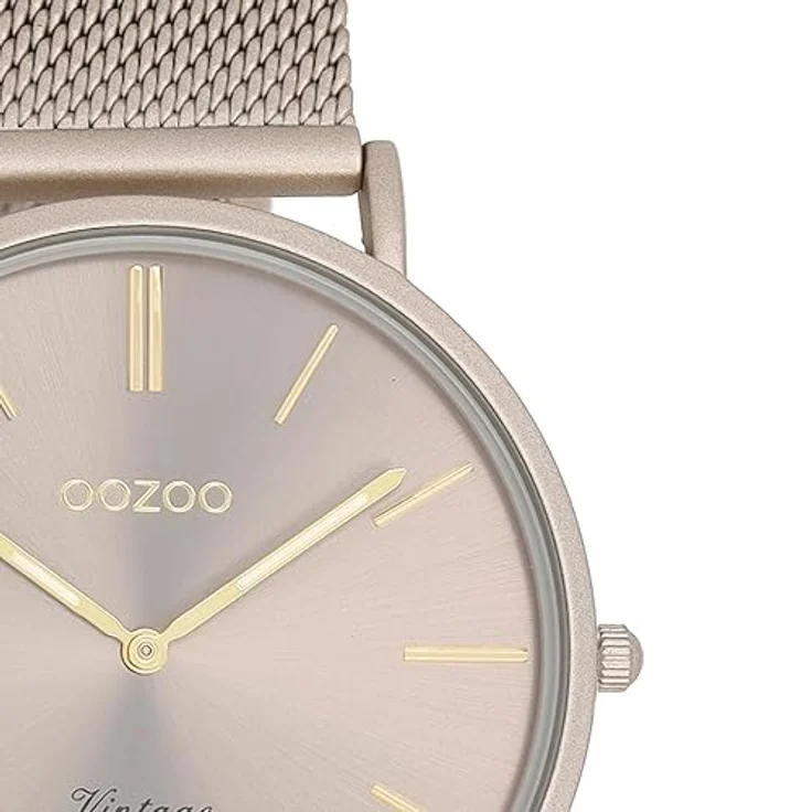 Oozoo Vintage Damen Uhr Taupe/Gold | Moderne Damen Armbanduhr mit Mesharmband | Japanisches Quarzwerk | Gehärtetes Mineralglas | Inkl. Geschenkbox – Bild 2