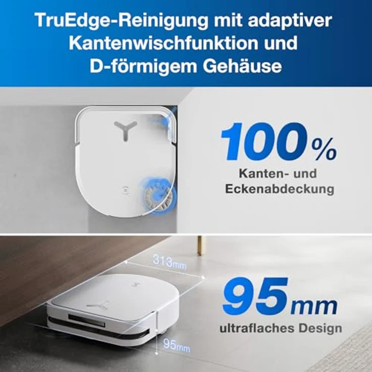 ECOVACS DEEBOT X5 Omni Saugroboter mit Wischfunktion, 12,800Pa Saugroboter, ZeroTangle Technologie, TruEdge™ Edge Mopping, 70℃ heißes Wasser Mop Waschen, Auto Anheben des Mopps, Selbstentleerung, Raumwunder in Weiß – Bild 2