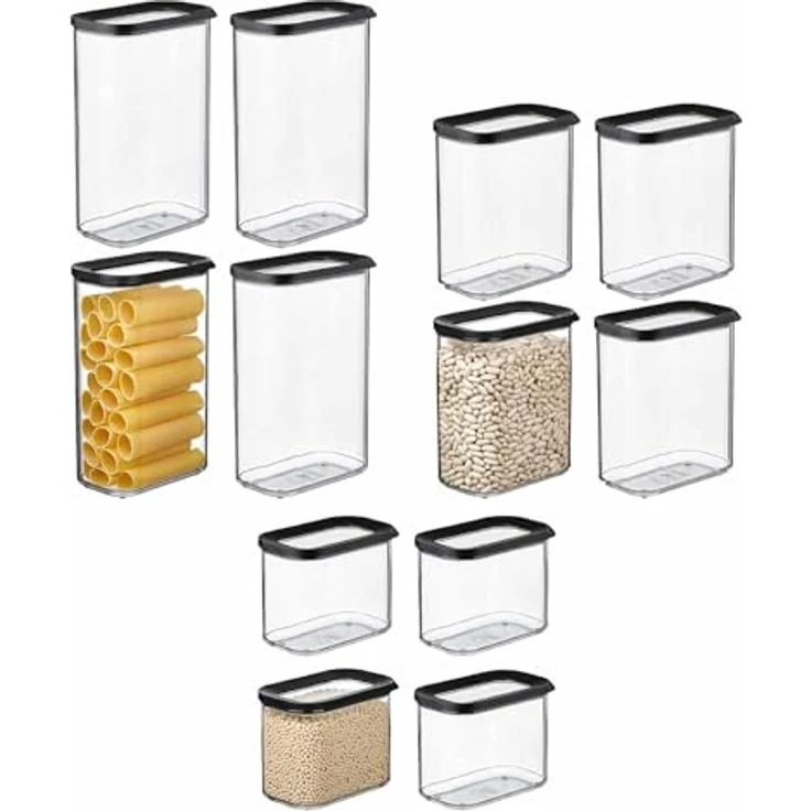 Mepal Modula Vorratsdosen Set XXL 12-teilig, luftdicht & stapelbar, 4x 1000 ml, 4x 1500 ml, 4x 2000 ml, spülmaschinengeeignet, Nordic Black – Bild 4