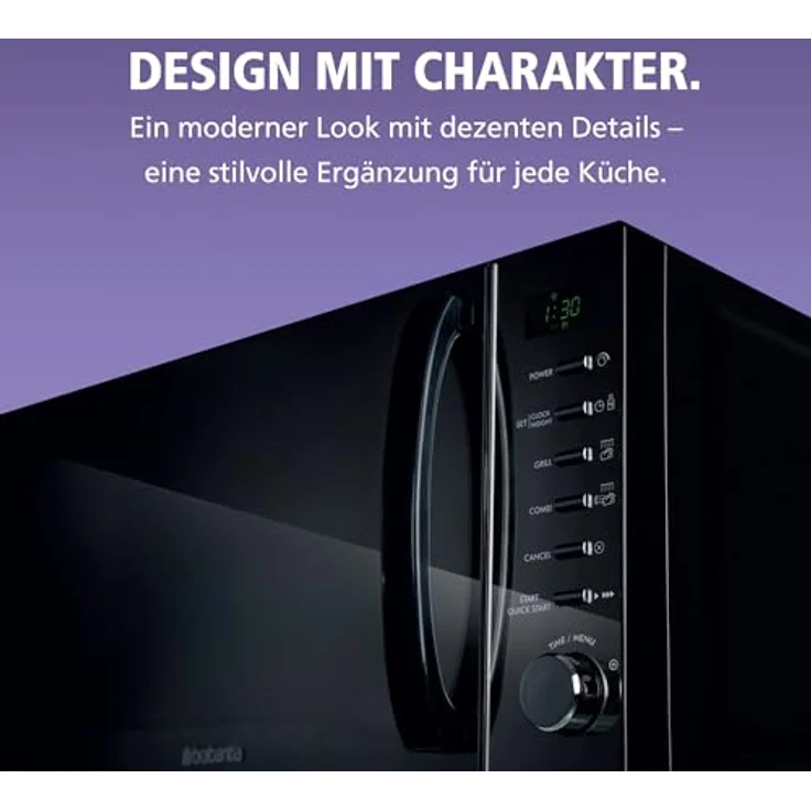 Brabantia BBEK1145DG Mikrowelle mit Grillfunktion, 20 Liter, 700 W, 13 automatische Programme, digitaler Timer, schwarz – Bild 5