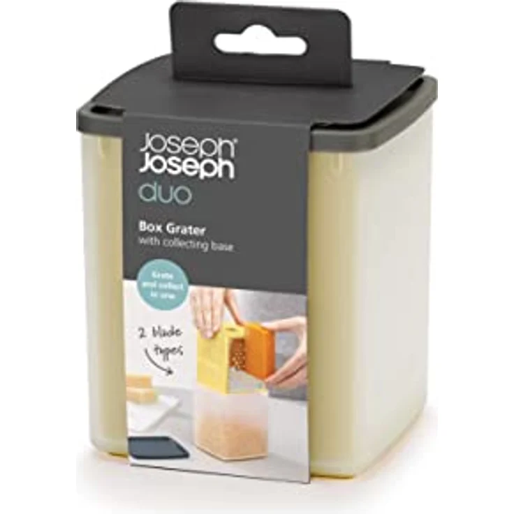 Joseph Joseph Duo Kastenreibe mit Behälter, Küchenkäsereibe mit groben und feinen Klingen, hellgelb – Bild 4