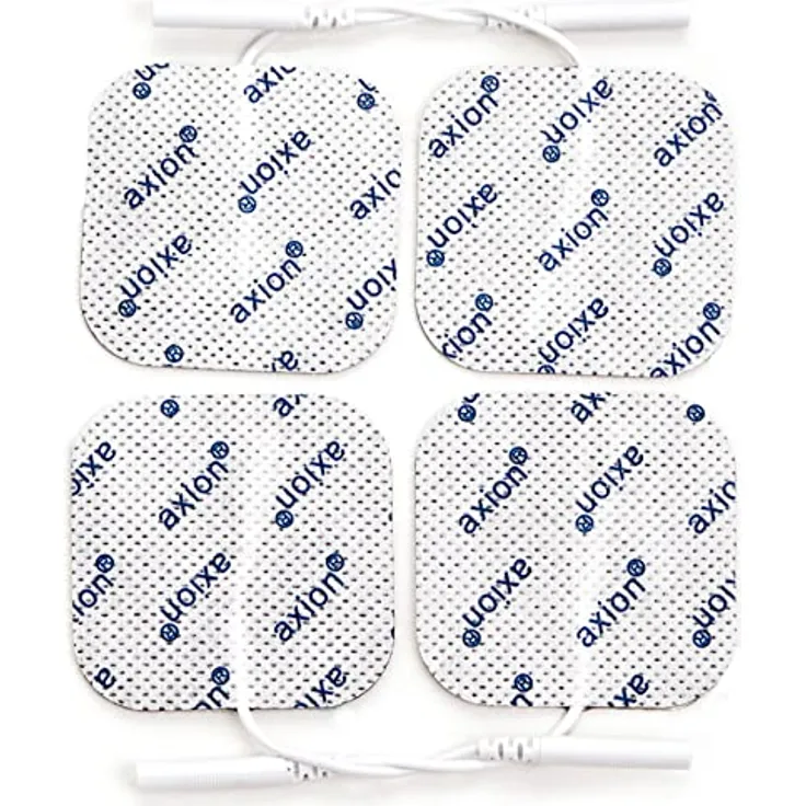 Axion Elektrodenpads 5x5cm, selbstklebende TENS EMS Elektroden mit 2mm Steckanschluss, 4 Stück für Prorelax und Promed