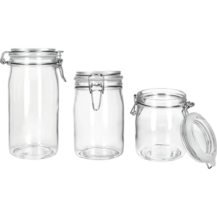 MamboCat NORMA Vorratsglas Set, 3-teilig (0,75L, 1L, 1,5L) mit Bügelverschluss, luftdicht und spülmaschinengeeignet – Bild 2