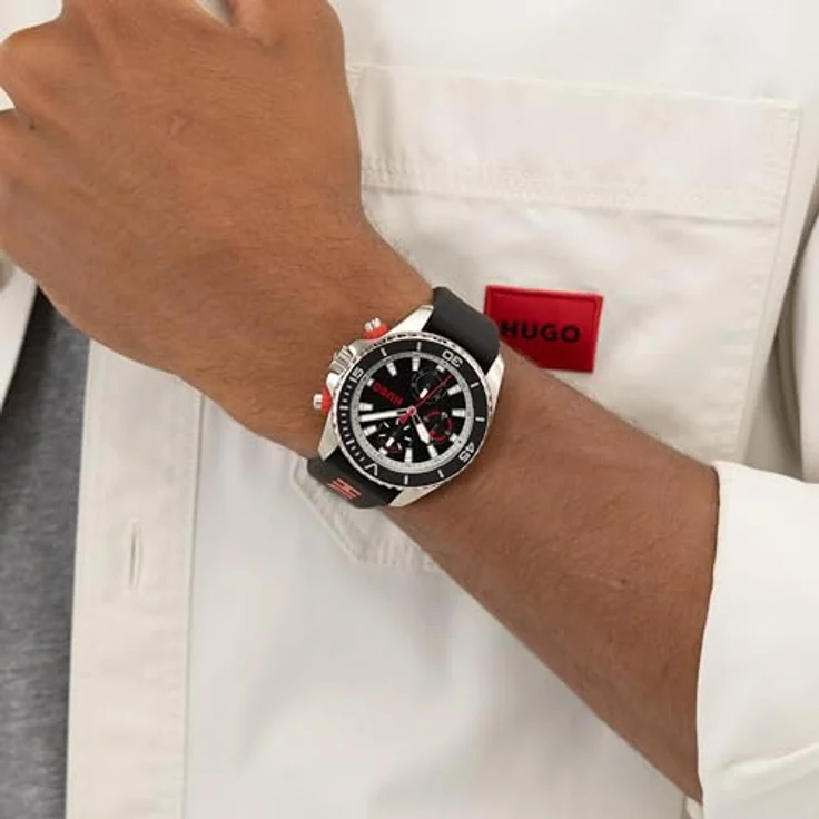 HUGO Multifunktionsuhr #DIVE 1530427, Quarzuhr mit Silikonarmband, analog für Herren, modernes Design – Bild 6