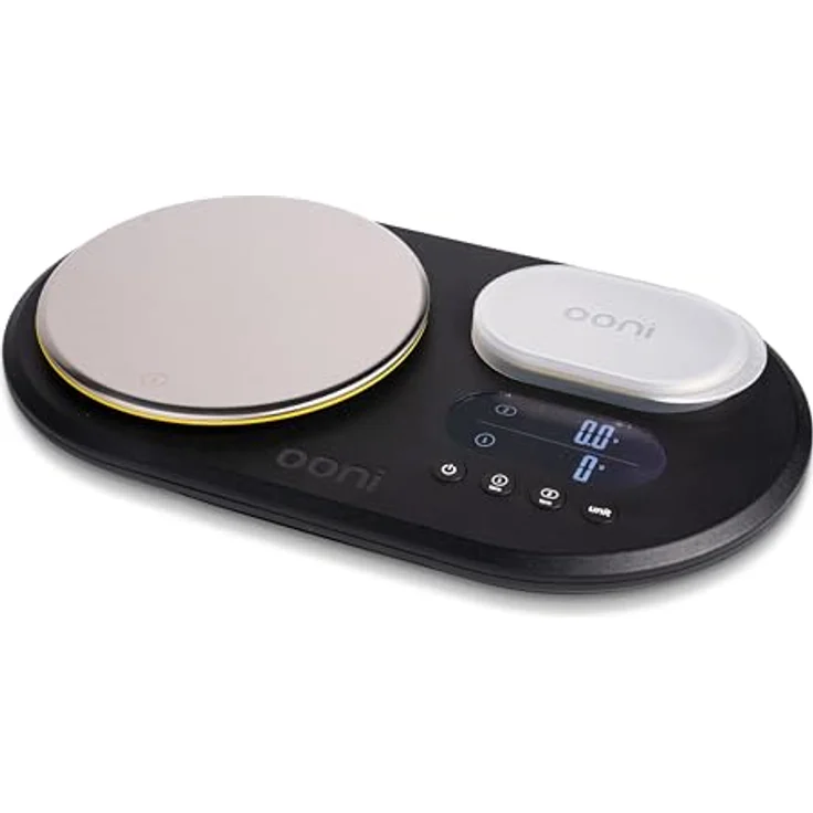 Ooni Dual Platform Digitalwaage, präzise Küchenwaage mit gebürsteten Edelstahlplattformen und dualem LCD-Display, schwarz – Bild 1