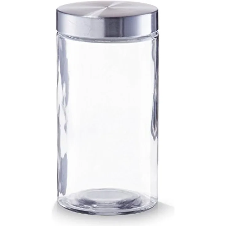 ZELLER PRESENT Vorratsglas m. Edelstahldeckel, 1600 ml, klassisches Glasdesign mit Schraubverschluss