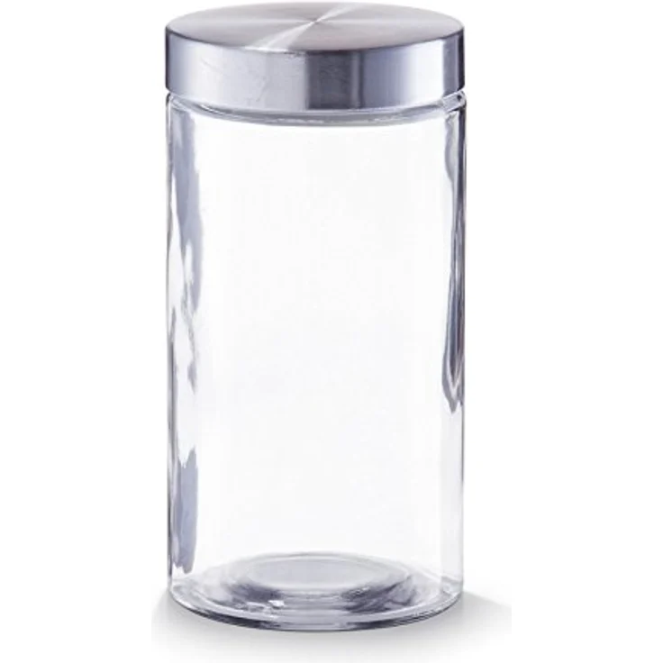 ZELLER PRESENT Vorratsglas m. Edelstahldeckel, 1600 ml, klassisches Glasdesign mit Schraubverschluss – Bild 1
