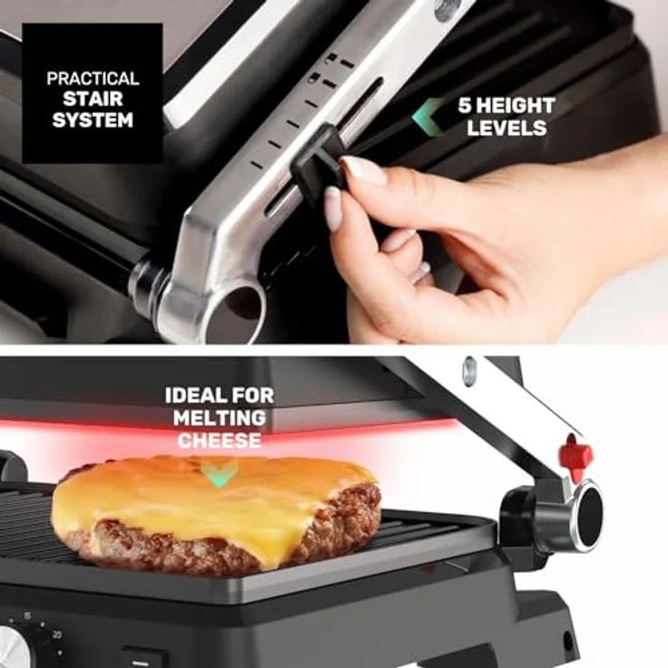 Taurus - Kontaktgrill Essential 2600W | 2-in-1 Grill & Plancha | Platten 29x23 cm | PFOA-frei | Fettauffangschale | Einstellbarer Thermostat | Cool-Touch & Plattenverriegelung – Bild 3